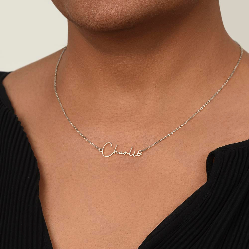 Customizable Signature Name Necklace with Daughter Message Card