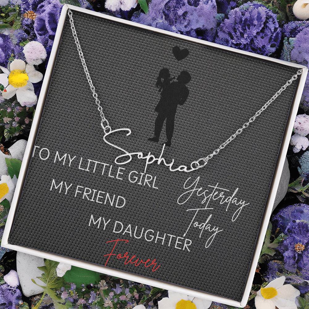 Customizable Signature Name Necklace with Daughter Message Card