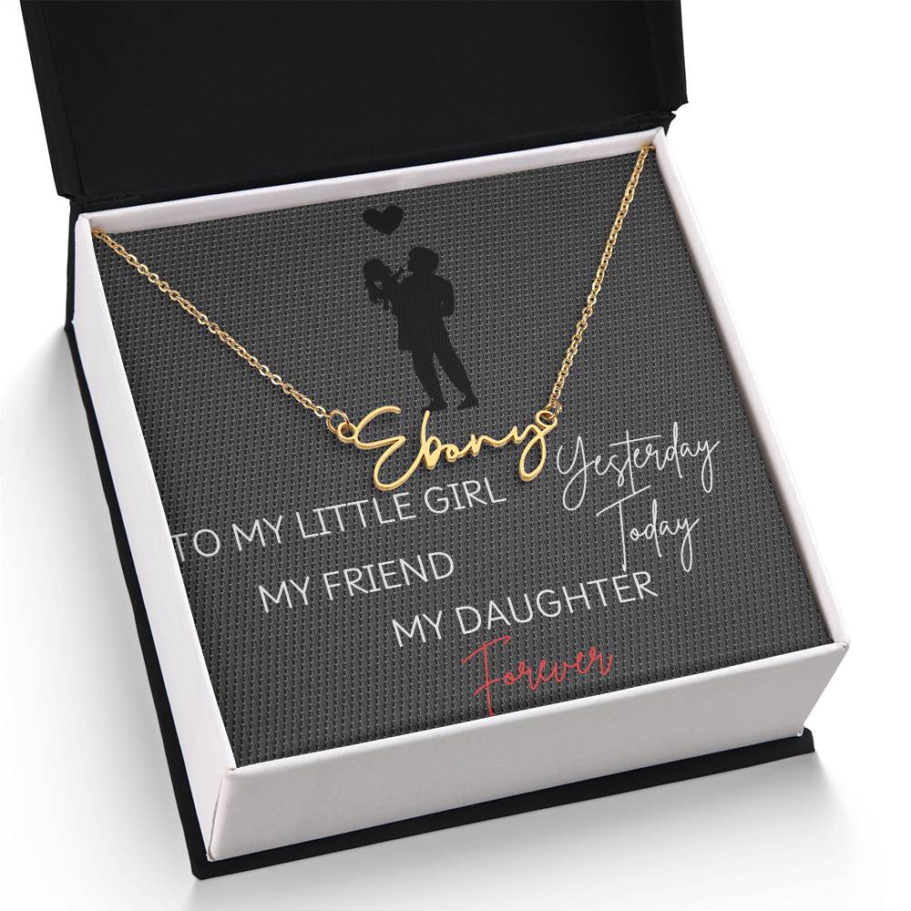 Customizable Signature Name Necklace with Daughter Message Card