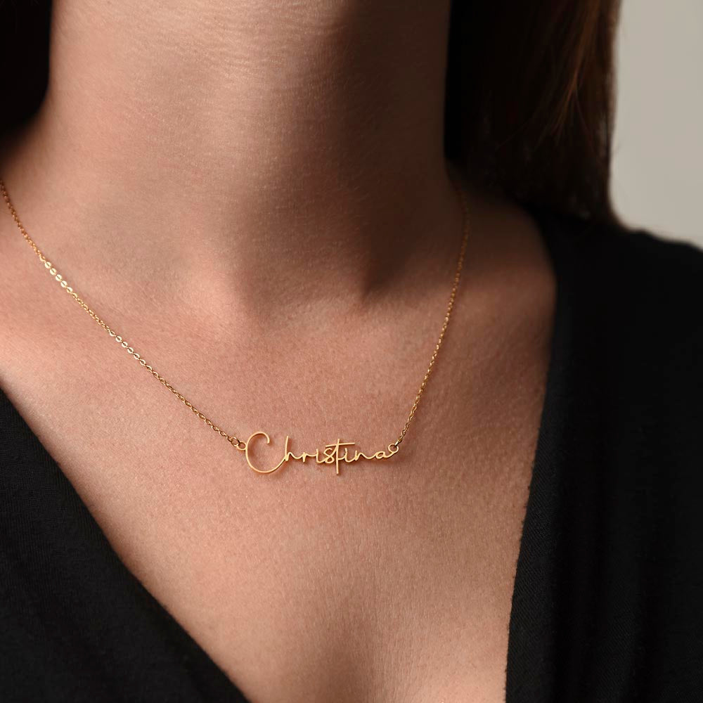 Customizable Signature Name Necklace with Daughter Message Card