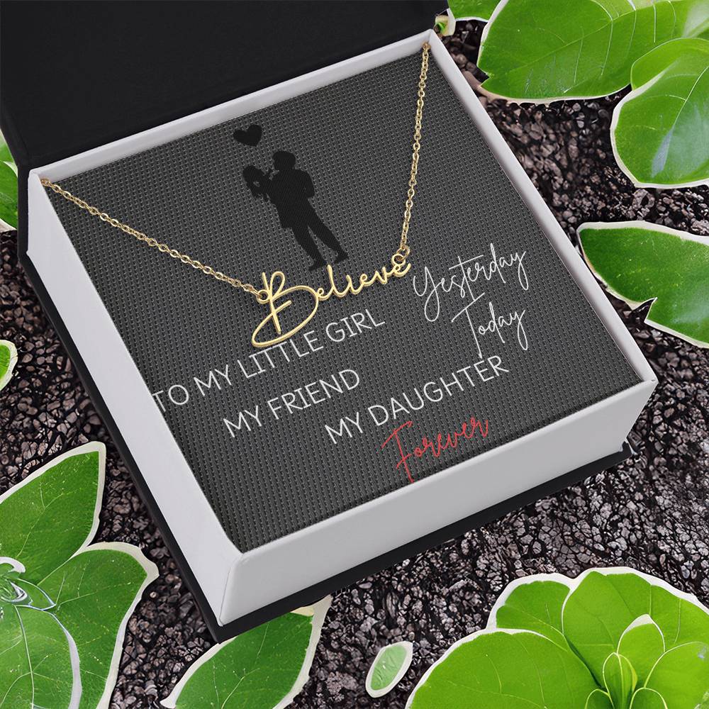 Customizable Signature Name Necklace with Daughter Message Card