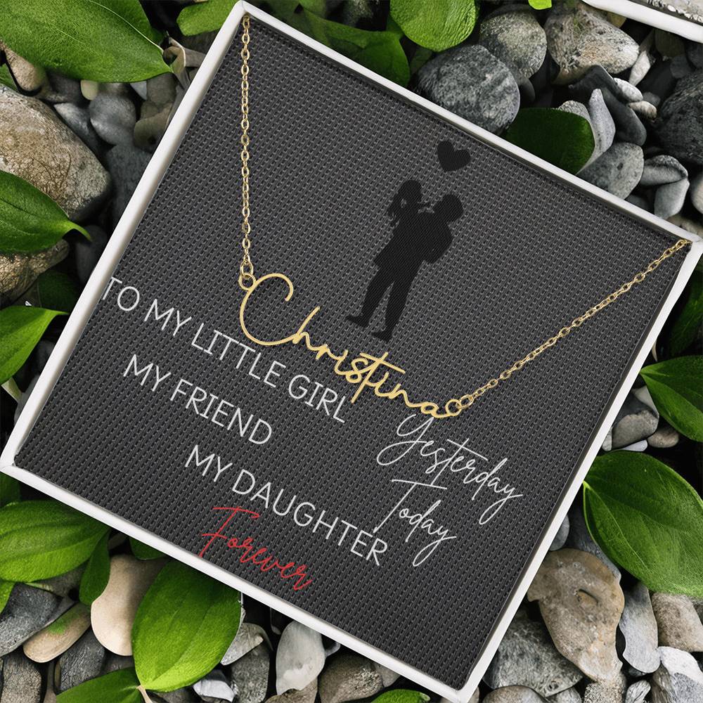 Customizable Signature Name Necklace with Daughter Message Card