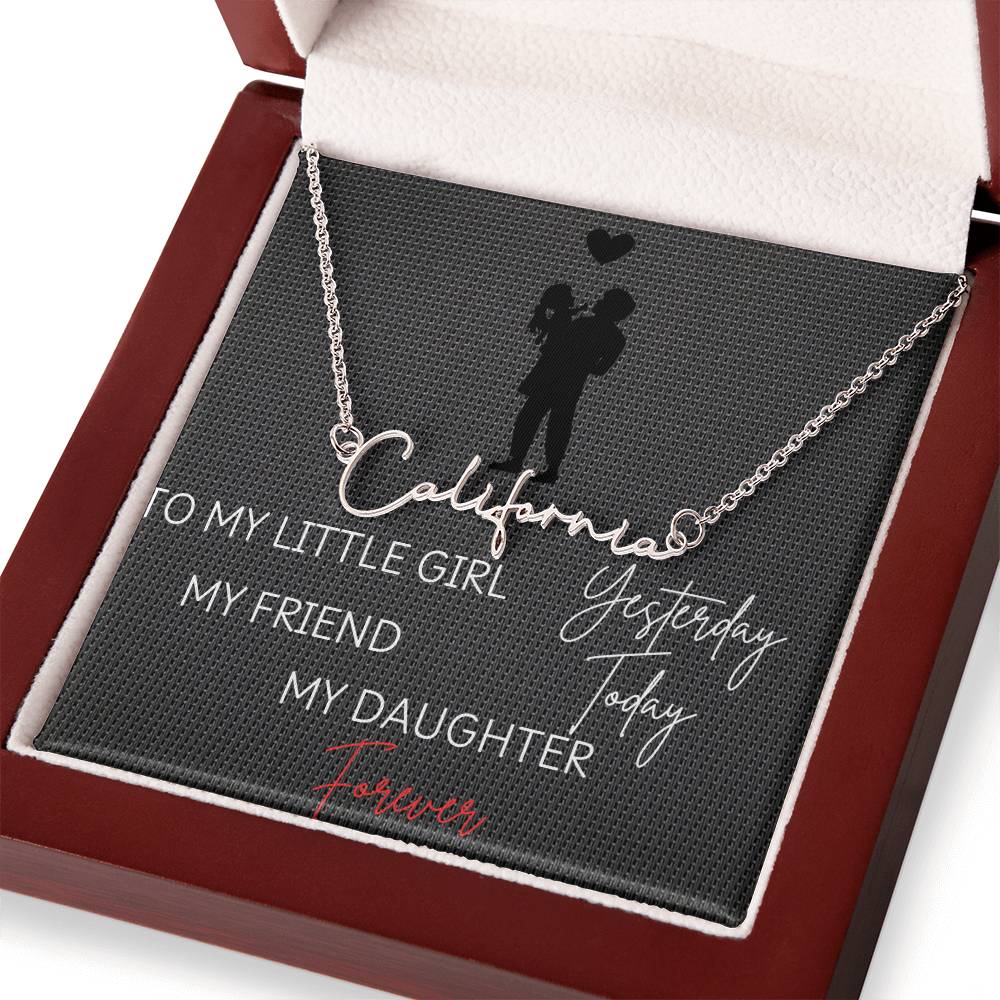 Customizable Signature Name Necklace with Daughter Message Card