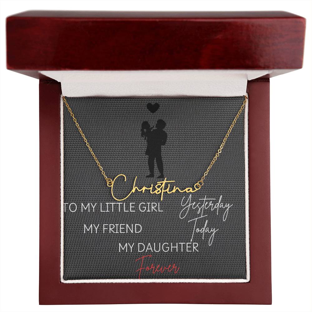 Customizable Signature Name Necklace with Daughter Message Card