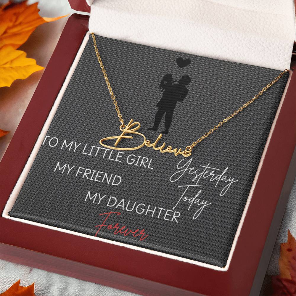 Customizable Signature Name Necklace with Daughter Message Card