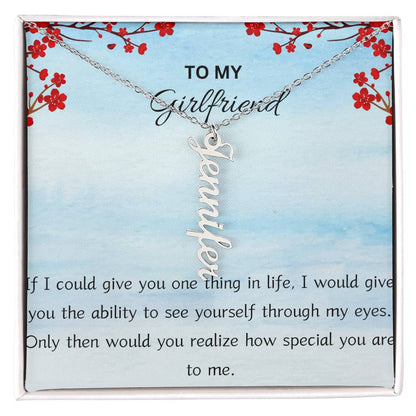 Customized Name Necklace Vertical with Girlfriend Message Card