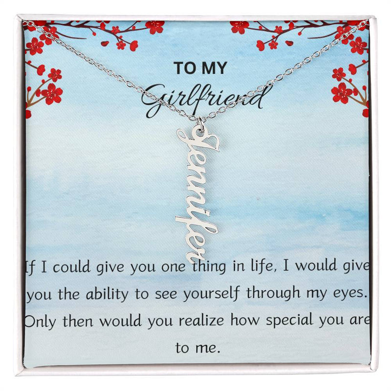 Customized Name Necklace Vertical with Girlfriend Message Card