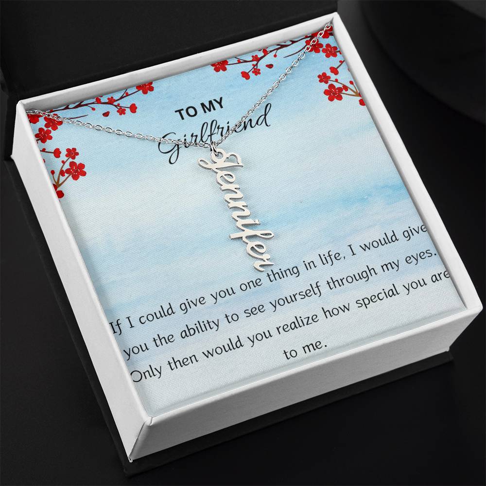 Customized Name Necklace Vertical with Girlfriend Message Card