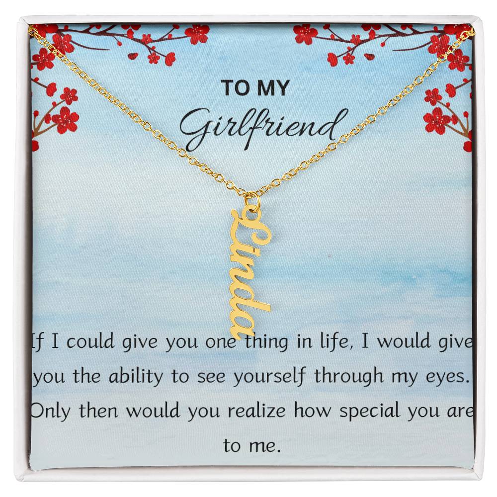 Customized Name Necklace Vertical with Girlfriend Message Card