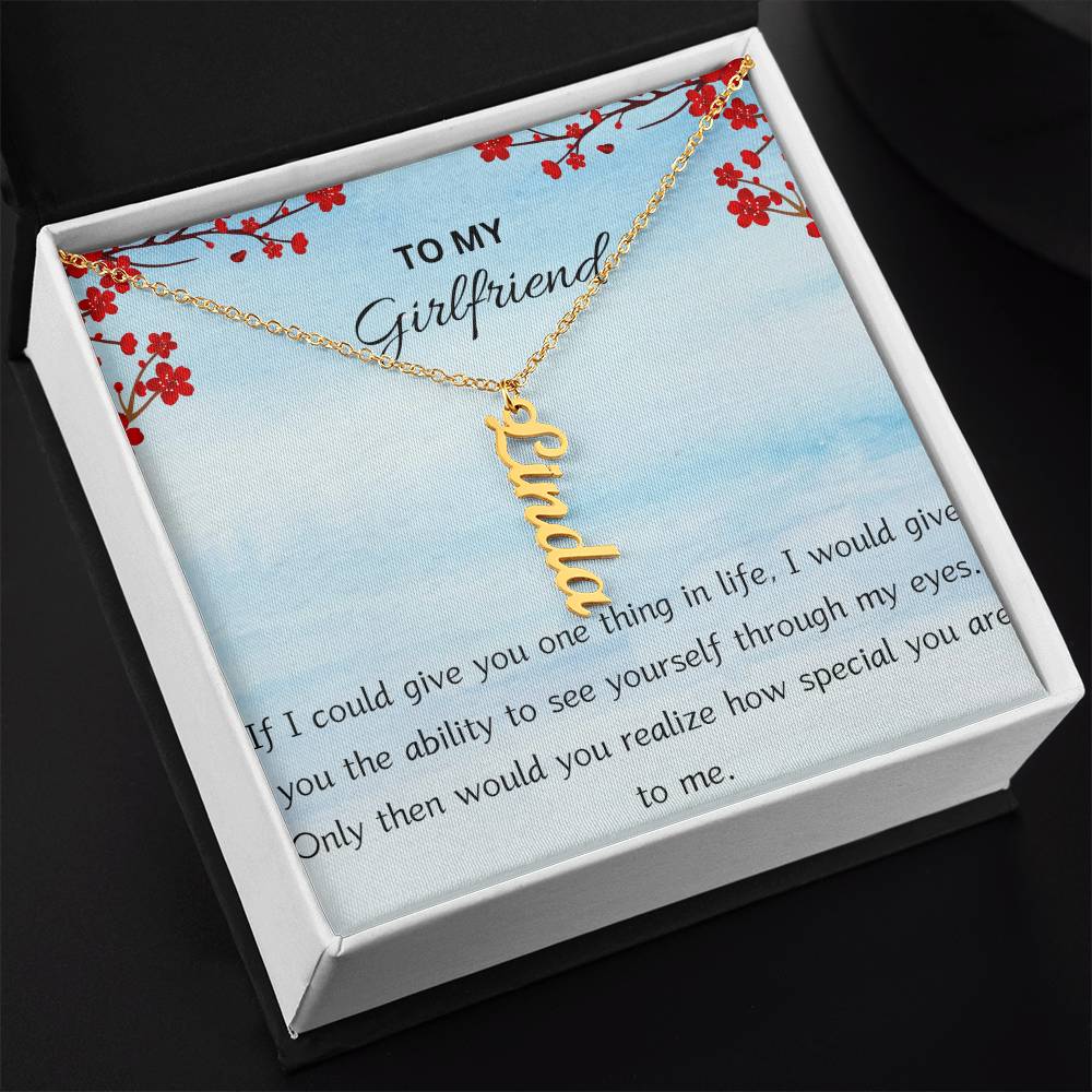 Customized Name Necklace Vertical with Girlfriend Message Card