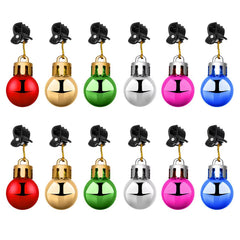 12PCS Christmas Bulb Beads Beard Ornament Colorful Christmas Clip Ball Ornament Xmas Beard Pendant Bright XMAS Ball