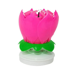 Innovative Party Cake Candle Musical Lotus Flower Rotating Happy Birthday Candle Light DIY Cake Decor for UR Families, Friends