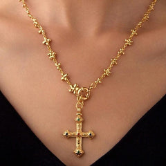 Daisy Chain Cross Necklace - Fashion Accessory for Women