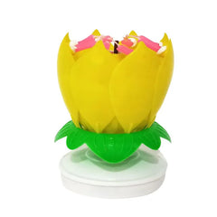 Innovative Party Cake Candle Musical Lotus Flower Rotating Happy Birthday Candle Light DIY Cake Decor for UR Families, Friends