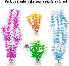 9 Pack Large Aquarium Plants Artificial Aquatic Plants, Simulate Plants and Aquarium Landscape Vividly (12Inch)