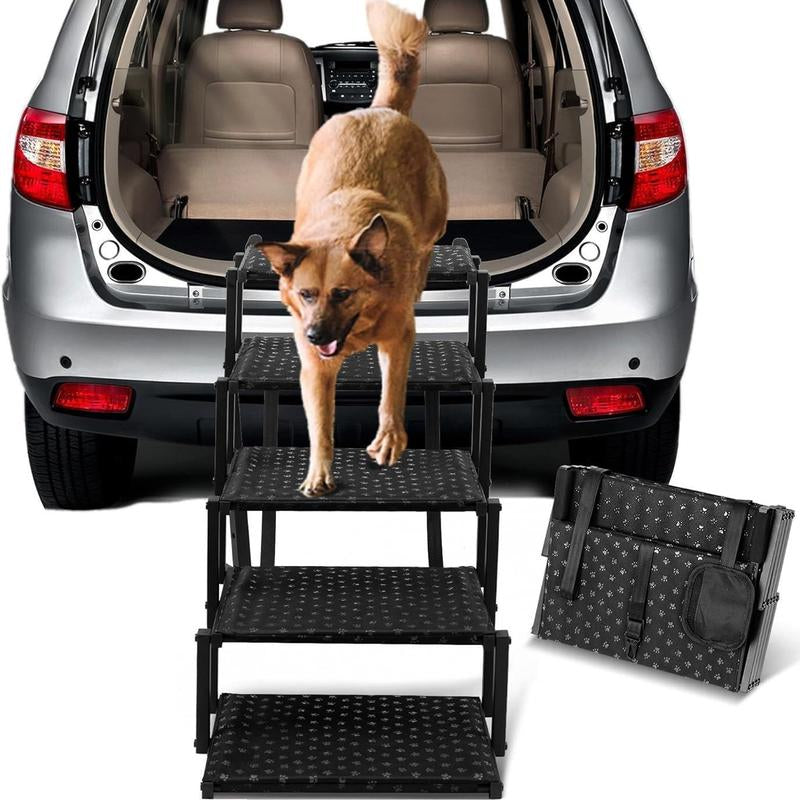 Roadpaws Portable Foldable Dog Car Ramp - Non-Slip Steps for Large Dogs, Supports Up to 200 lbs - Suitable for SUVs, Trucks, and Cars