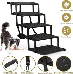 Roadpaws Portable Foldable Dog Car Ramp - Non-Slip Steps for Large Dogs, Supports Up to 200 lbs - Suitable for SUVs, Trucks, and Cars