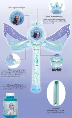 Frozen Automatic Bubble Machine Blower - Handheld Anna Magic Wand Windmill Bubble Stick for Summer Outdoor Fun for Kids