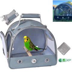 Portable Bird Cage Bag with Standing Perch, 1 Piece Small Lightweight Breathable Bird Cage with Shoulder Strap for Parrots, with Side Openings for Travel