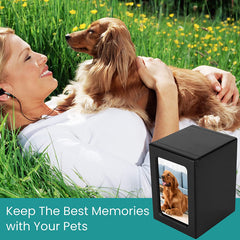 Professional Wooden Dog Urn for Ashes - Pet Cremation Urn with Photo Frame for Dogs and Cats (Small)