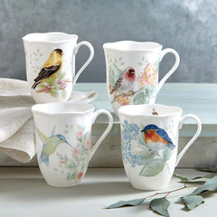 Butterfly Meadow Flutter Porcelain Mugs, Set of 4, Multicolor