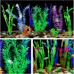 9 Pack Large Aquarium Plants Artificial Aquatic Plants, Simulate Plants and Aquarium Landscape Vividly (12Inch)