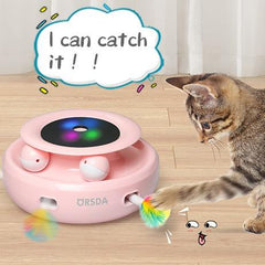 ORSDA Cat Toys 2-In-1 Interactive Cat Toys for Indoor Cats, Automatic Cat Toy Balls, Ambush Feather Kitten Toys with 6Pcs Attachments, Dual Power Supplies, Auto On/Off (Upgraded Version)