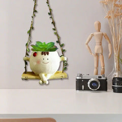 Swing Face Planters Pots Head - Hanging Planters for Indoor Outdoor Plants, Flower Pot with Unique Face Design for String of Pearls