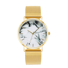 Fashion Rose Gold Mesh Band Marble Watch