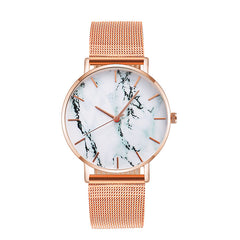 Fashion Rose Gold Mesh Band Marble Watch